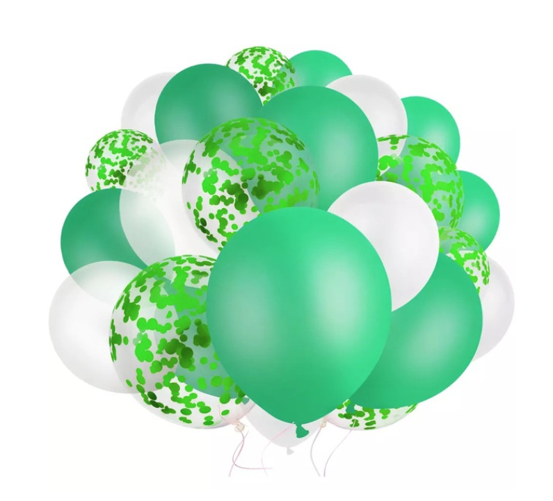 30 Stück Konfetti Ballon in Weiß Grün Hochzeitsdekoration