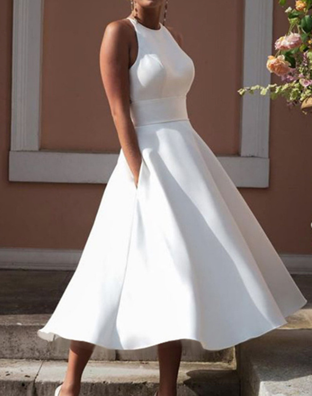A-Linie Standesamtkleid für die Braut Schlicht und Elegant in Weiß