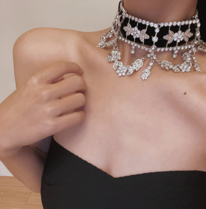 Gotik Style Halskette für die Braut Schwarz Silber