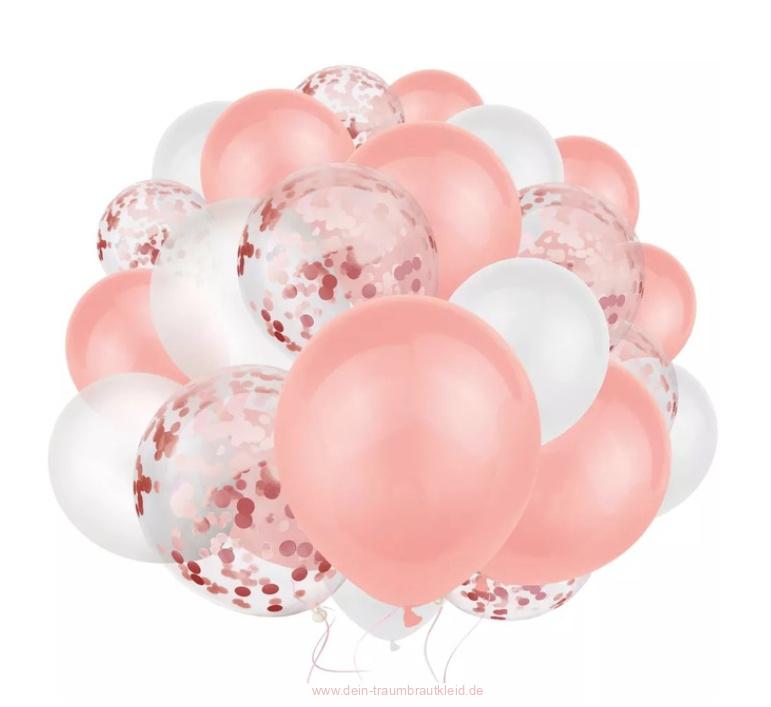 30 Stück Konfetti Ballon in Weiß Lachs Hochzeitsdekoration