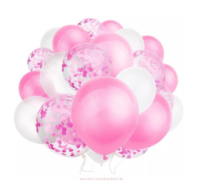 30 Stück Konfetti Ballon in Weiß Rosa Hochzeitsdekoration