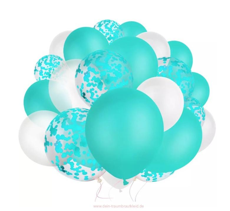 30 Stück Konfetti Ballon in Weiß Mintgrün Hochzeitsdekoration