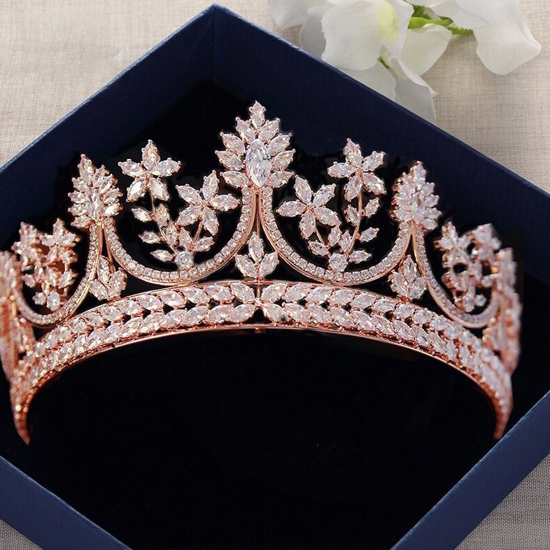 Royal Queen Braut Krone in Rose Gold