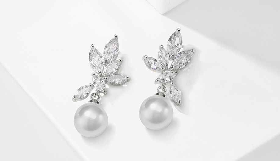 Perlen Tropfen Ohrringe für die Braut Silber