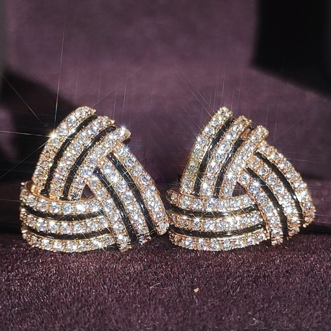 Luxus Dreieck Braut Ohrringe Deele Gold