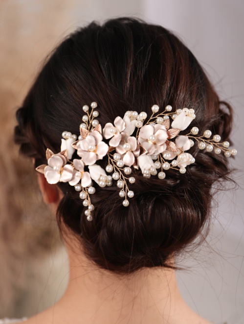 Perlen Strass Blumen Haar Clips für die Braut Haarschmuck
