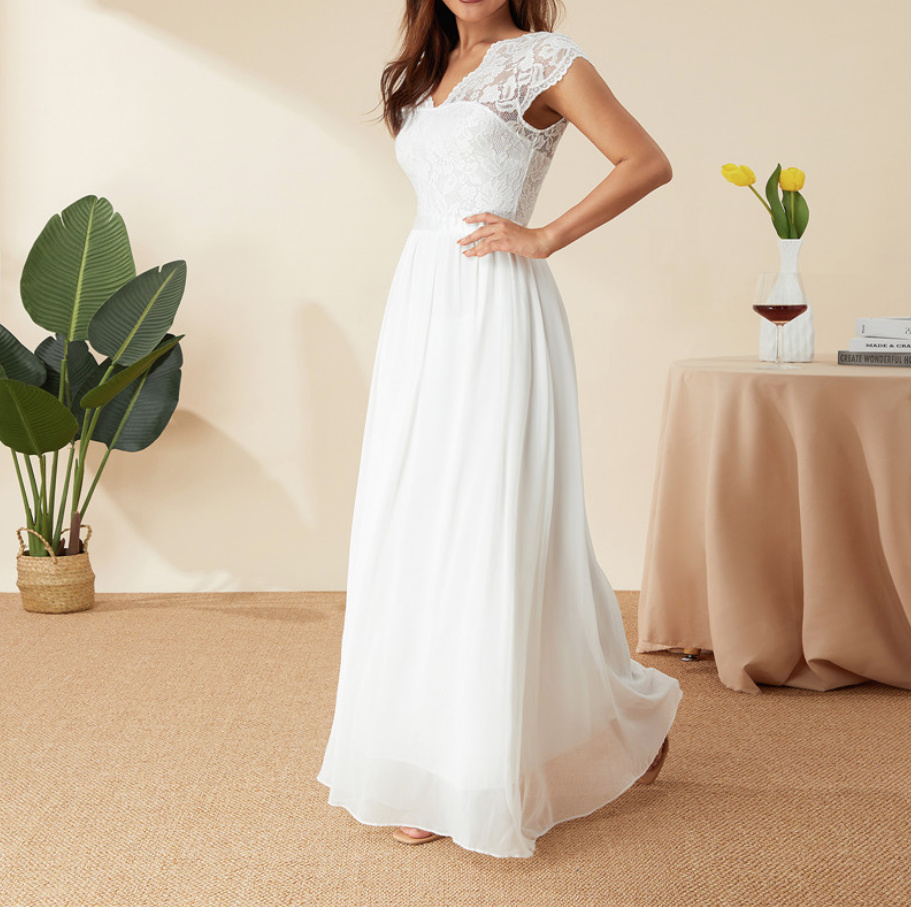 A-Linie Empire Standesamtkleid Evi für die Braut Bodenlang