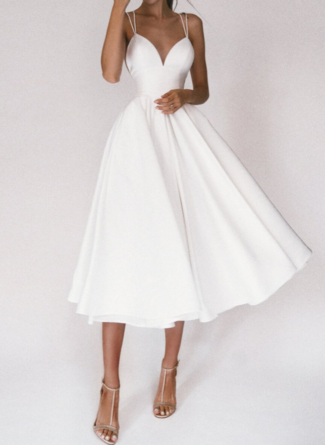 A-Lnie Maxi Kleid für die Braut Standesamtkleid mit Kreuzträger
