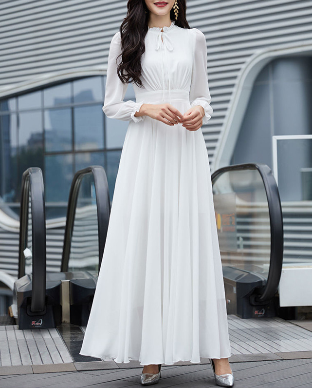 Langarm Standesamtkleid für die Braut Schlicht und Elegant