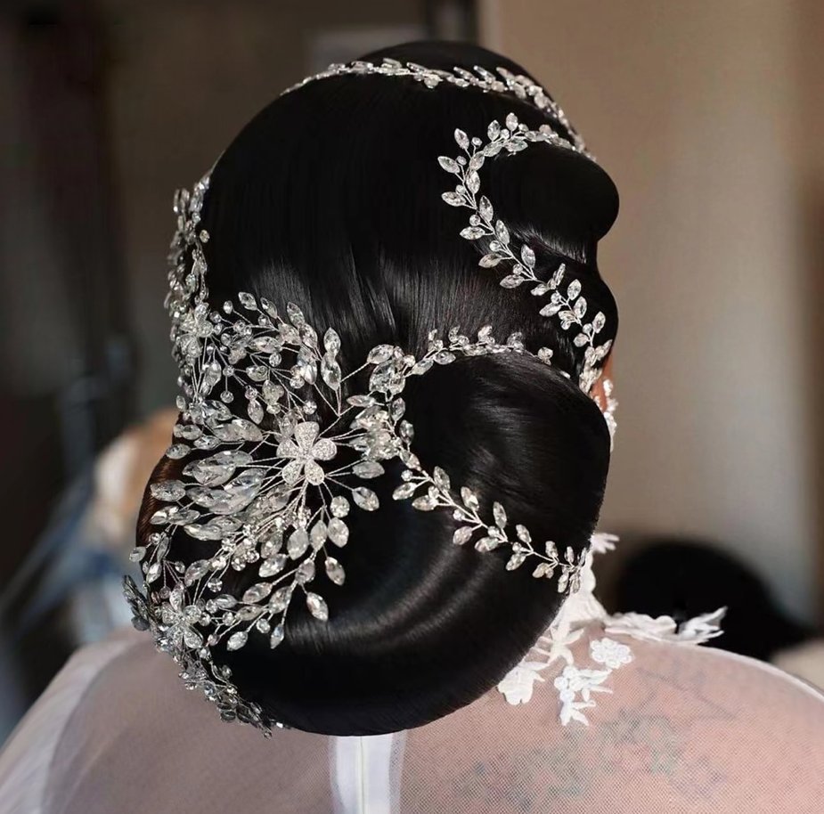 Luxus Hochzeit Kopfschmuck Braut Haarschmuck in Silber