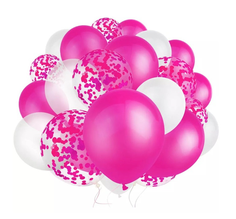 30 Stück Konfetti Ballon in Weiß Pink Hochzeitsdekoration