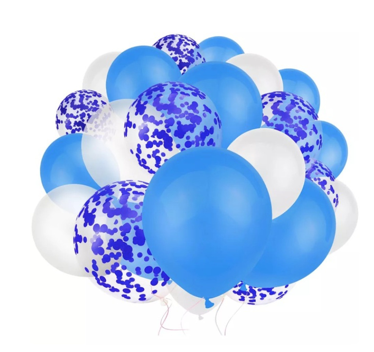 30 Stück Konfetti Ballon in Weiß Dunkelblau Hochzeitsdekoration