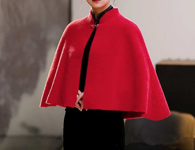 Winter Braut Cape Wraps Kerstin in Rot