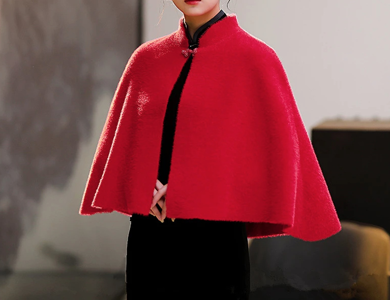 Winter Braut Cape Wraps Kerstin in Rot