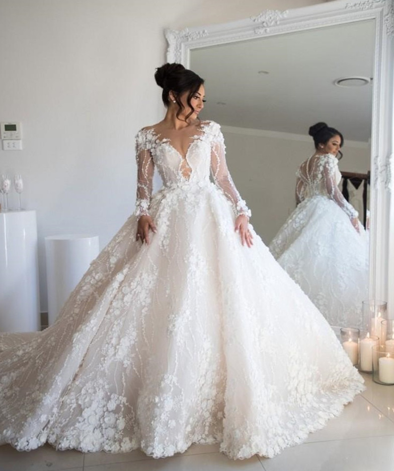 Ball Linie Brautkleid Amina Hochzeitskleid mit 3D Blumen