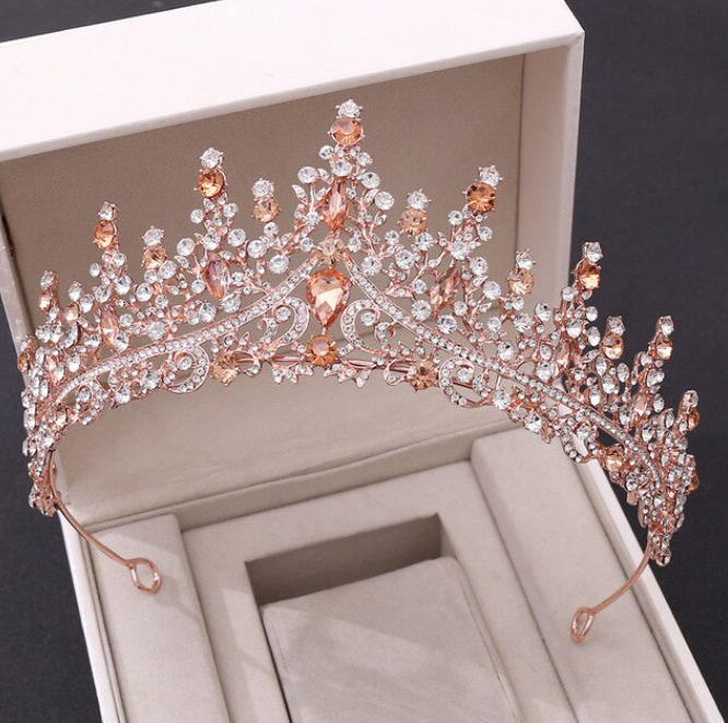 Luxus Braut Zubehör Kristall Strass Tiara Ashley Rose Gold