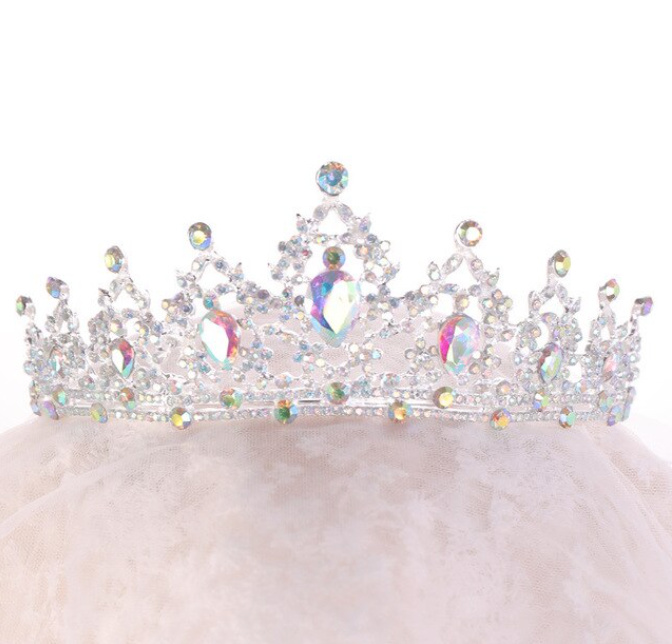 Luxus Braut Zubehör Kristall Strass Tiara Amira Silber Multicolor