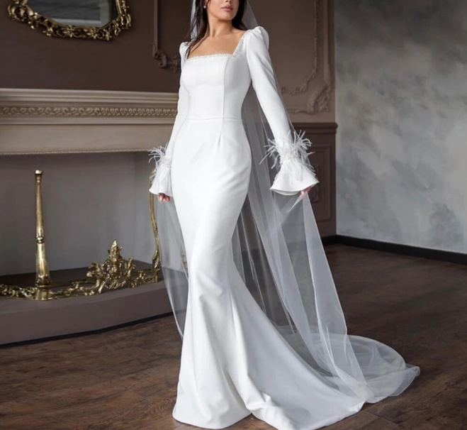 Meerjungfrau Brautkleid Maaike mit Flare Ärmel und Schleppe