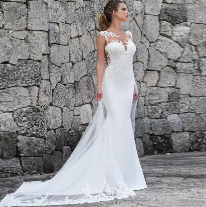 Fit and Flare Brautkleid Nikita mit Spitze und Rücken Ausschnitt