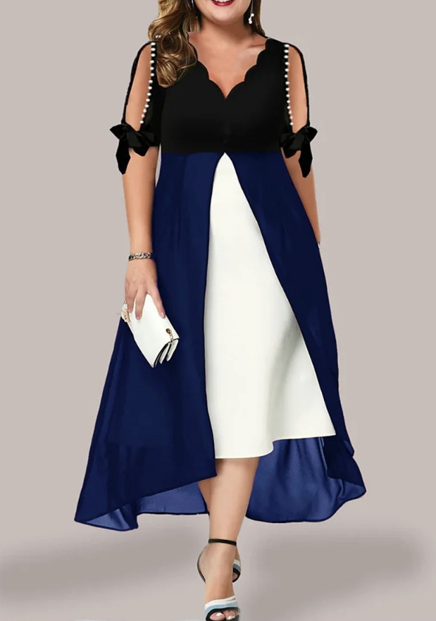 A Linie Kleid Elegant für Hochzeitsgäste Nikola Dunkelblau