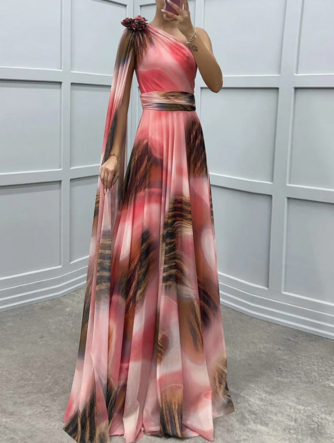 A Linie Chiffon One Shoulder Kleid Annesca Elegant für Hochzeitsgäste in Rosa