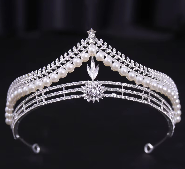 Silber Kristall Braut Tiara Diadem Celine