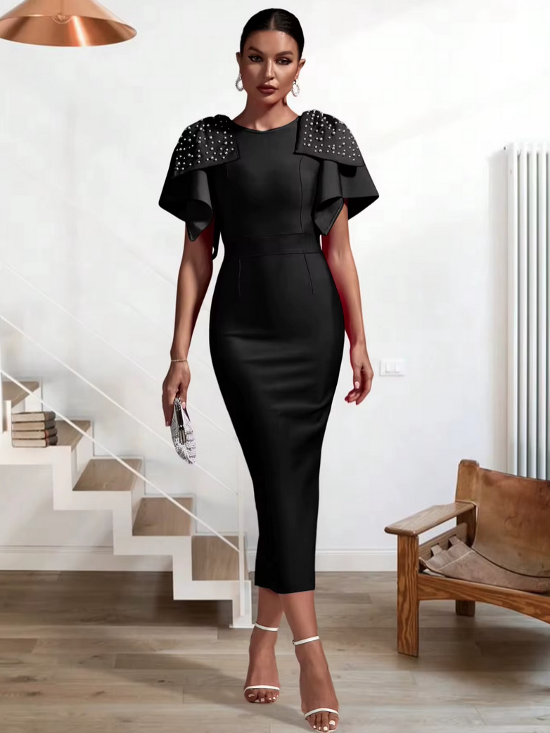 I Linie Kleid Delila Elegant für Hochzeitsgäste in Schwarz