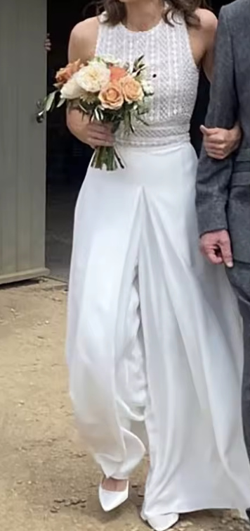 Braut Overall Einteiler Dorothea Ärmellos mit Spitze