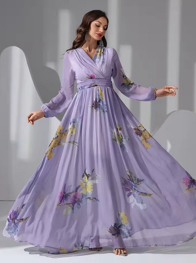A Linie Langarm Maxi Kleid Gwenda Elegant für Hochzeitsgäste