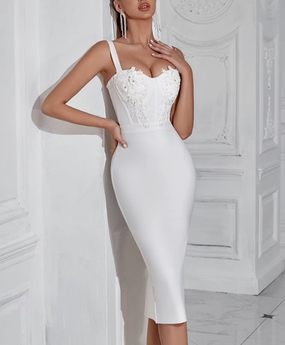 Bleistift Standesamt Brautkleid Marlies Wadenlang mit Spitze