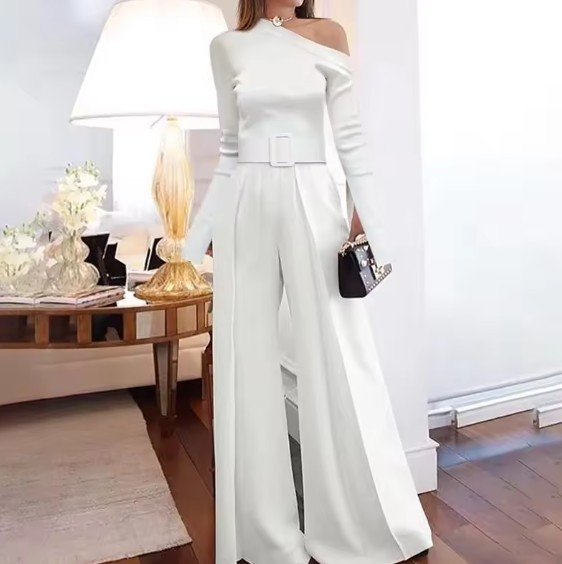 A-Linie Hochzeits Overall Jumpsuit Einteiler Hendrikje für die Braut Festlich Weiß