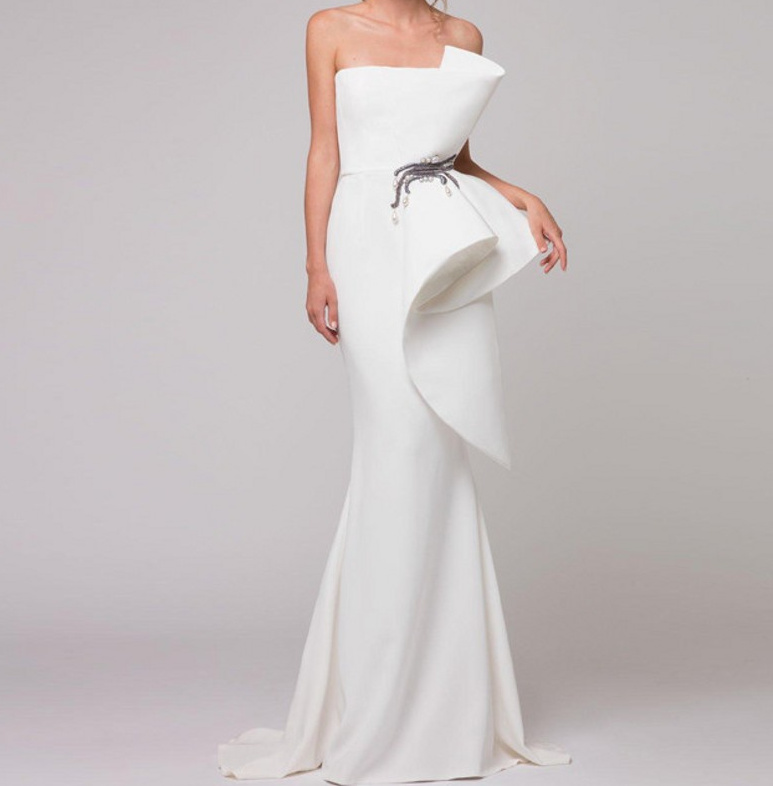 Schulterfreies I Linie Brautkleid Henriette mit Pinselschleppe