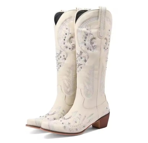 Brautschuhe Western Cowboy Stiefel Iasmina mit Stickereien