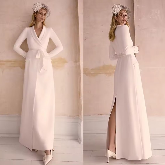 A Linie Langarm Blazer Kleid Ionita für die Braut Standesamt Mode