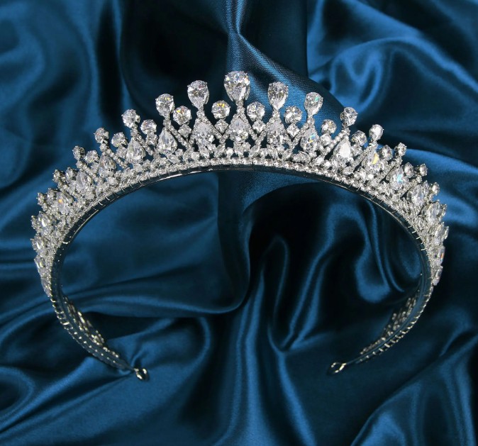 Zirkonia Braut Tiara Isa Kopfschmuck Silber