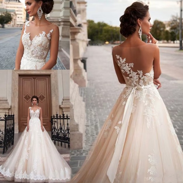  A Linie Brautkleid Ingeborg mit Tattoo Spitze 