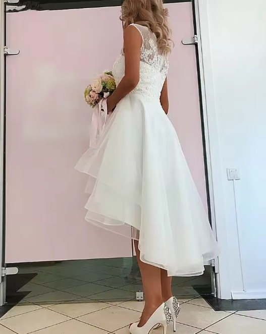 Vokuhila Brautkleid Jill Vorne Kurz Hinten Lang