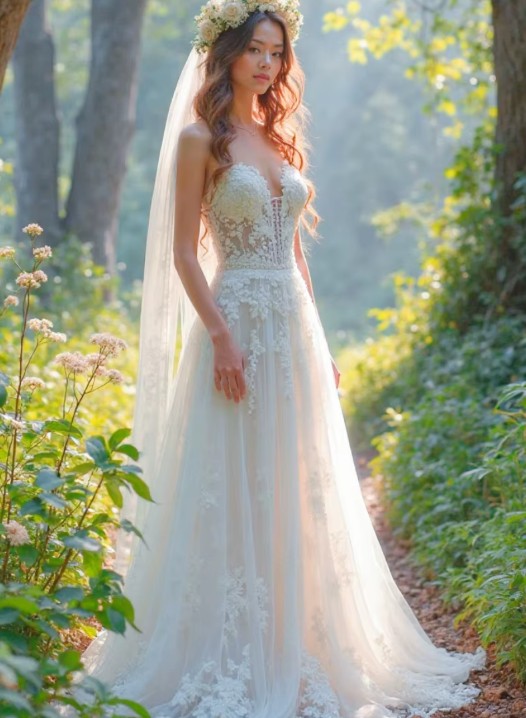 Spaghettiträger A Linie Boho Stil Brautkleid mit Lingerie Oberteil und Spitze