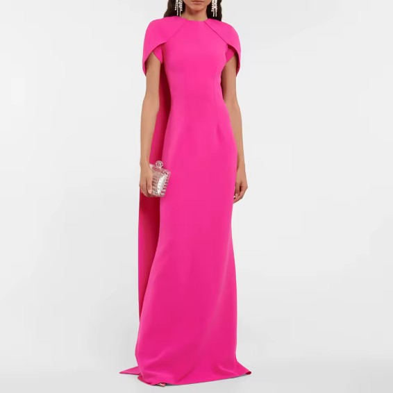 I Linie Brautkleid Bodenlang in Pink mit Cape
