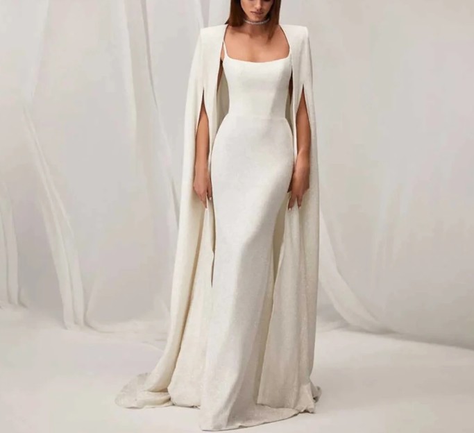 Braut Mantel Cape Jolina Bodenlang