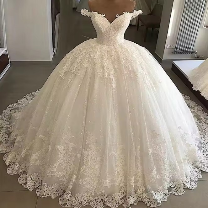 Ball Linie Glitzer Brautkleid Jaden Prinzessinnen Hochzeitskleid mit Spitze