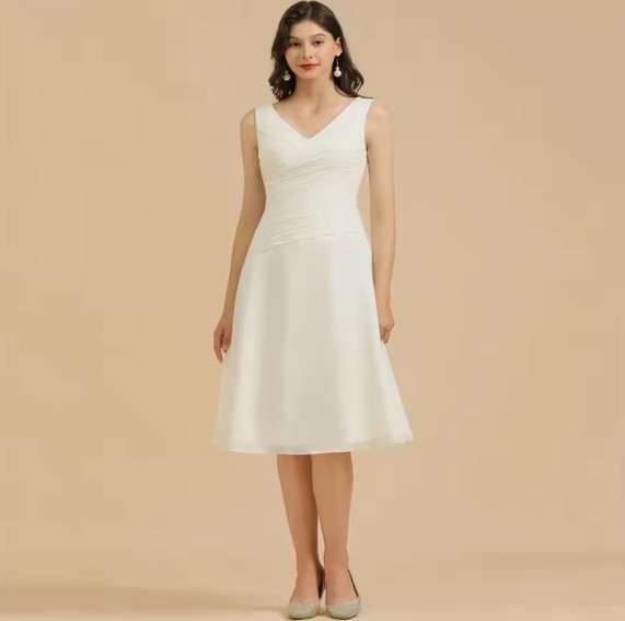  A Linie Standesamt Brautkleid Joanna Ärmellos Wadenlang