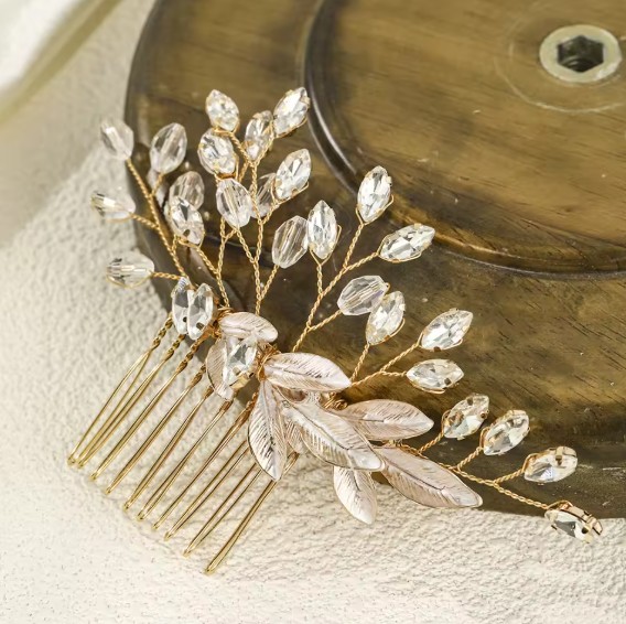 Blumen Braut Haarkamm Jaqueline mit Strass