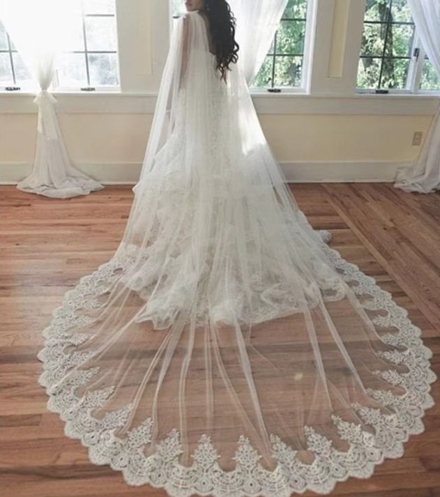 Braut Tüll Cape Joelle mit Schleier Lang