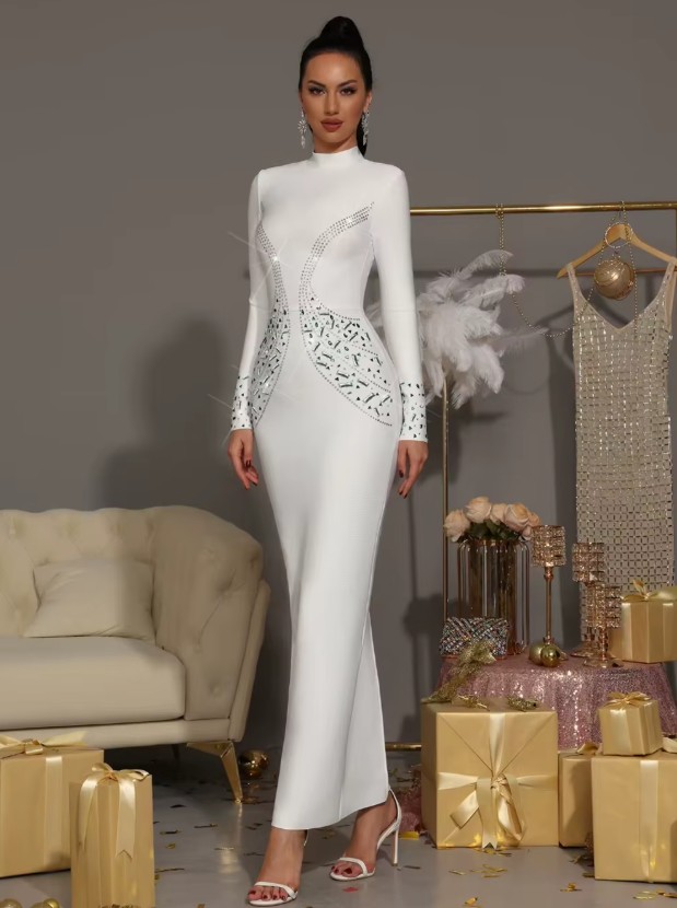 Langarm Etui Standesamt Brautkleid Ionita mit Strass Applikationen