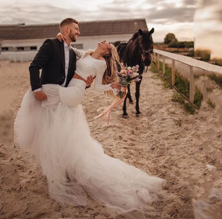 Zweiteiliges Fit and Flare Boho Brautkleid Irene