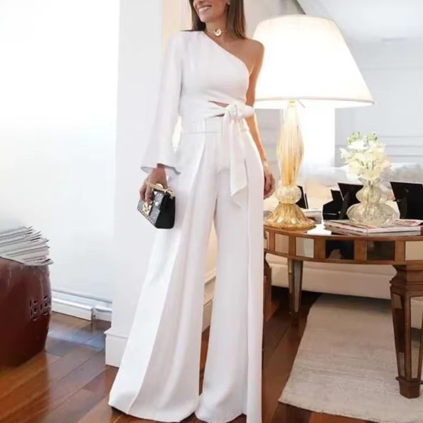 One Shoulder Braut Overall Jumpsuit Iulia Festlich für die Braut in Weiß
