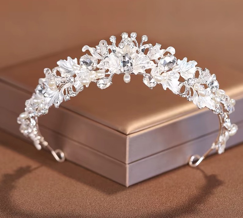 Kristall Perlen Braut Tiara Diadem Jalma