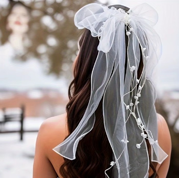 Tüll Schleife Braut Kopfschmuck mit Blumen