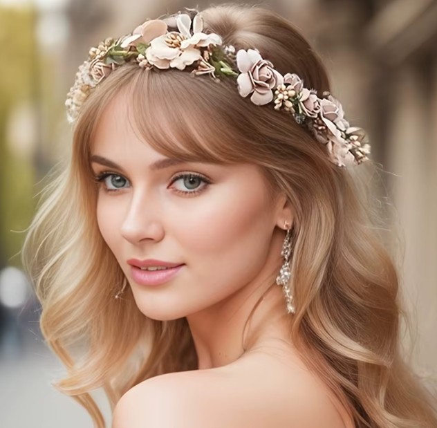 Blumen Boho Braut Haarkranz Jana